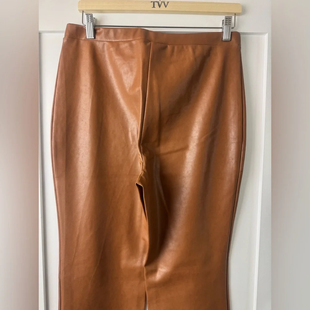 Aritzia Wilfred Free Daria Camel Vegan Leather Straight Leg Pants size L - Picture 5 of 5